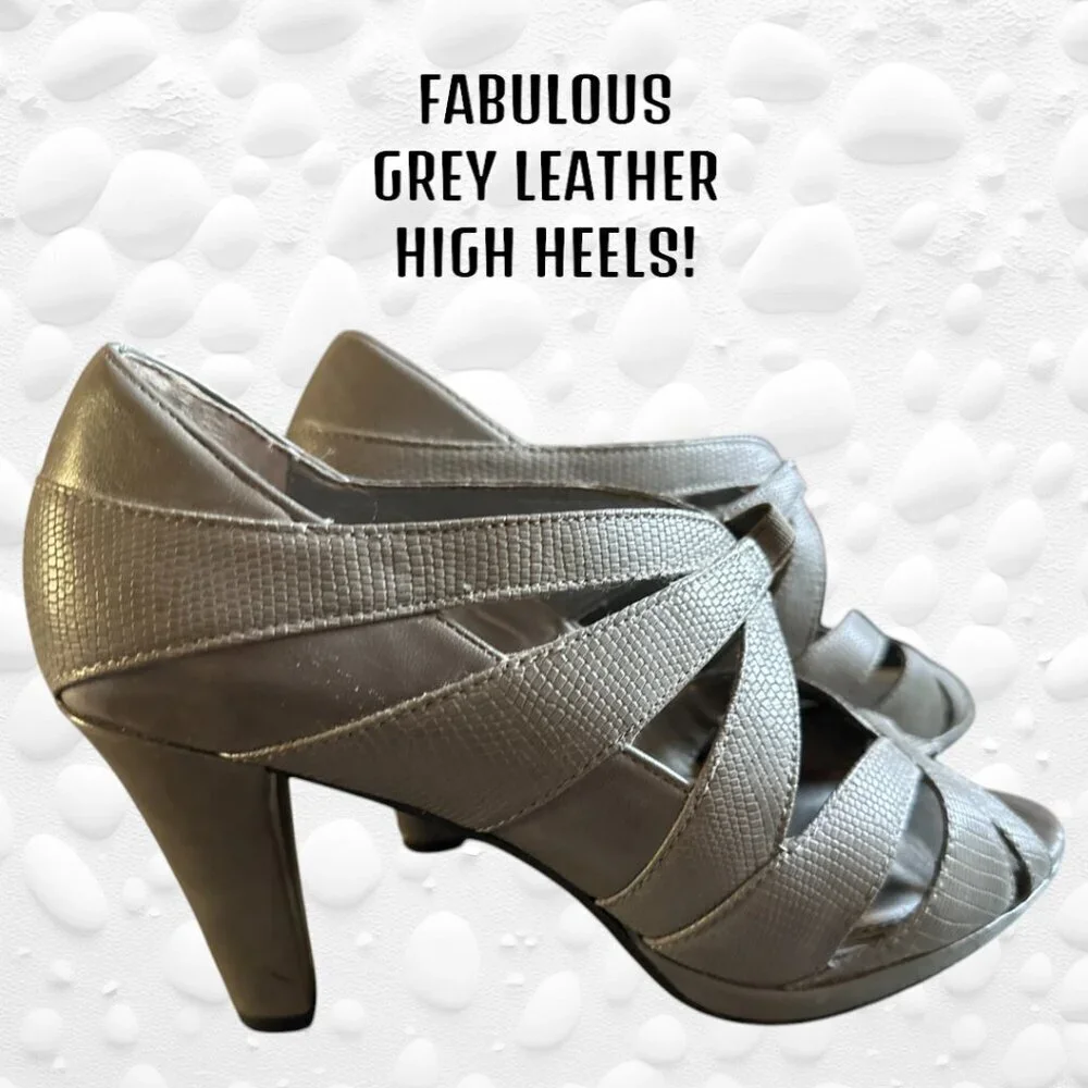 👠 Chic Grey Leather Heels by Naturalizer – Like New!  Size 8👠 - Picture 2 of 10